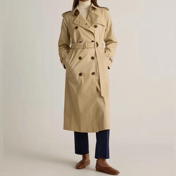 BRAND NEW Quince Beige Double-Breasted Trench Coat in XL - Picture 12 of 12
